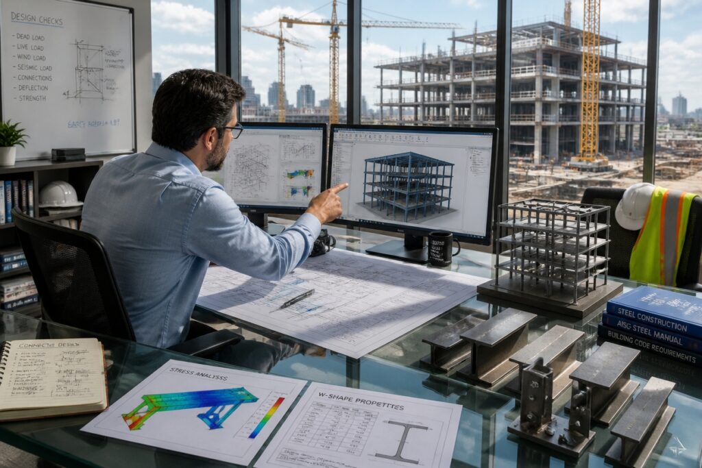 designs and analyzes structures