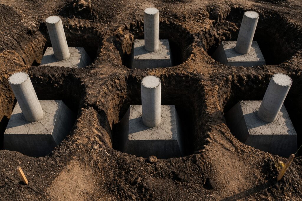 pavilion footings size depth